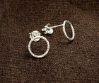 925 Sterling Silver Diamond Cut Circle Hoop Stud Post Earrings 9 mm.