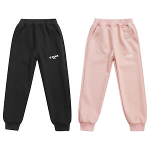 Kids Boys Girls Pants Jazz Trousers Elastic Waist Sportswear With Pockets Pink