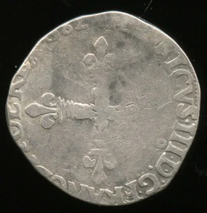 Henri III King French & Poland (1574-1589) 1/4 Écu 1582 Rennes - Picture 1 of 2