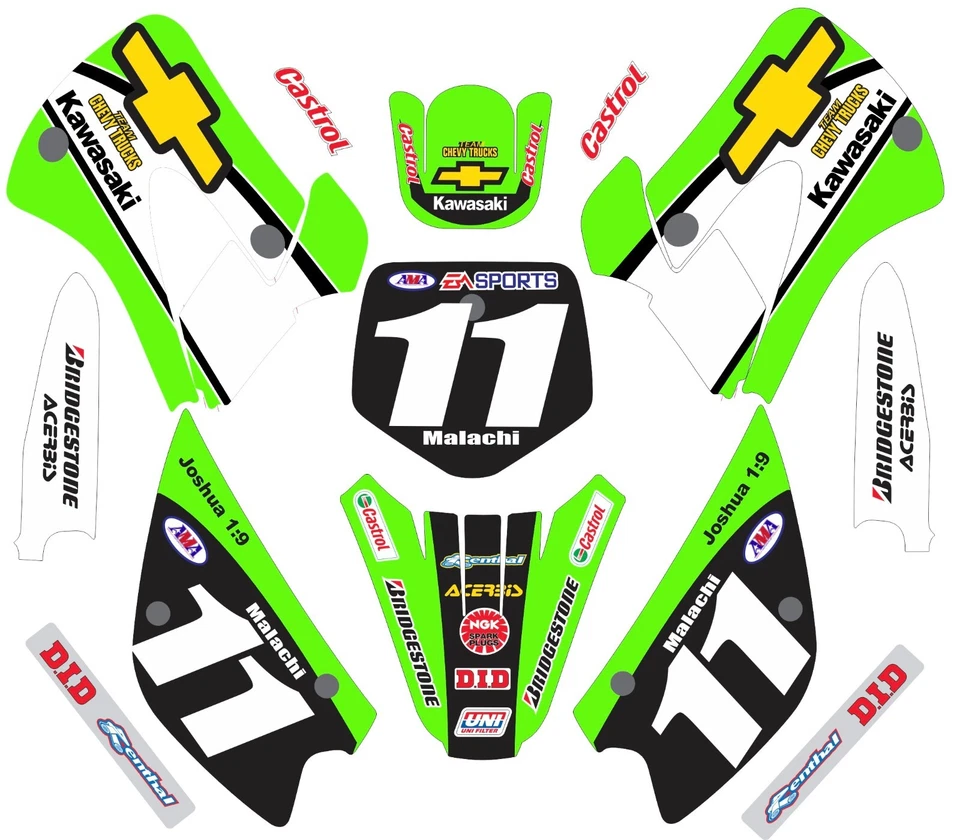 Graphic Kit for 1998-2013 Kawasaki KX85 KX100 KX 85 100 Decals Chevy Custom - Image 1 of 1
