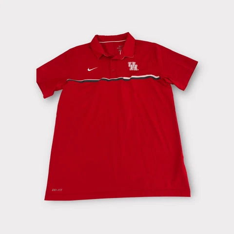 Red Nike Dri-Fit UH Houston Cougars Polo Shirt Men's Size L Large Cover