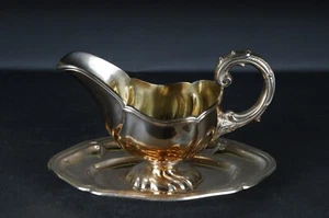Exklusive Antike 800 Silber Sauciere, vergoldet Deutschland, Schnauffer Dresden - Picture 1 of 11