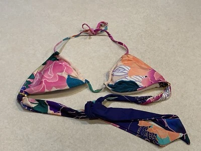 Top de natación de bikini Trina Turk talla 6 acolchado colorido floral atado trasero nuevo con etiquetas Foto 1 de 4
