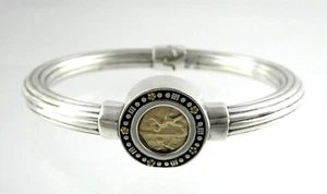 Schneider Sterlingsilber 14k Gold römische Schnitzerei Siegel Armband 24,8 g 7 Zoll - Bild 1 von 17