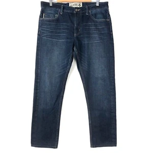 Maxx Selvedge Mens Slim Fit Jeans Genuine Denim Tapered Blue Size W32 Hemmed Leg - Picture 1 of 11