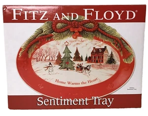 Fitz and Floyd Christmas Sentiment Tray Home Warms the Heart Holiday New In Box - Picture 1 of 5