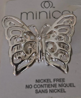 minicci ANILLO MARIPOSA ELÁSTICO OSFM tono plateado filigrana recortado sin níquel NUEVO Foto 1 de 4