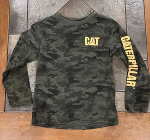Kids 6 CAT Trademark Logo T-Shirt Caterpillar Camo Long Sleeve Tee - Picture 1 of 6