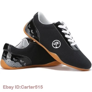 Sports Martial Arts Kung Fu Shoes Lace Up Man Women Canvas Tai Chi Sneakers Soft - Picture 1 of 30