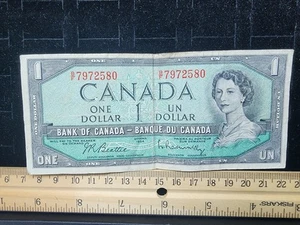 1954 1 Dollar Bill Note Canada Circulated Used Great Shape/Color Ottawa Mint - Picture 1 of 2