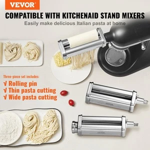 Pasta Maker Attachment Set for Stand Mixer Pasta Roller Cutter 3 Pieces - Picture 1 of 8