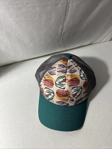 Sombrero ajustable Katherine Homes espuma gris turquesa diseñador arte floral tulipán - Imagen 1 de 5