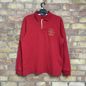 Ralph Lauren Polo Club Red Rugby Shirt Long Sleeve Custom Fit Large Embroidered - Picture 1 of 13