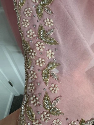 Size 38/40 Pink Handwork Saree Indian Sari Wedding Party Wear - Image 1 of 3