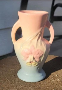 Vintage Hull Art Pottery Orchid 4.75” Pink/Yellow/Blue Flower Double Handle Rare - Picture 1 of 4