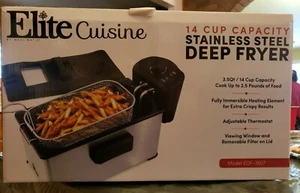 Elite 3.5 Qt Quart Indoor Electric Deep Fryer Stainless Steel Model EDF - 3507 - Picture 1 of 5