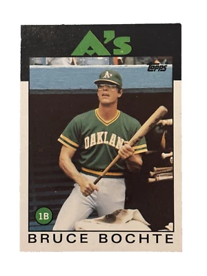 Excellent: Vintage 1986 topps Bruce Bochte Oakland Athletics Trading Card - Image 1 of 2