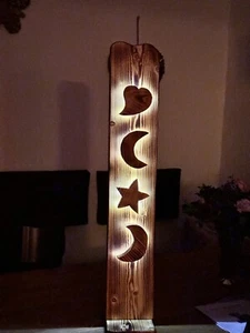 Holz Stele Holzstele Holz Deko Ständer Sterne  NEU Handarbeit - Bild 1 von 4