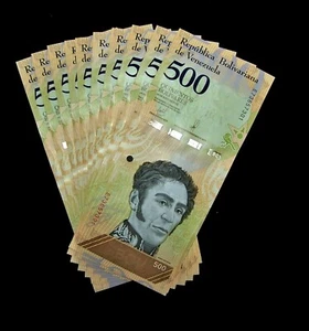 10 pcs x Venezuela 500 Soberano bolivares banknotes/ 2018 issue / About UNC - Picture 1 of 2