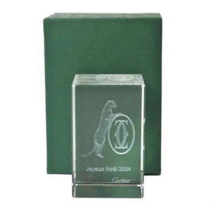 Nuevo Auténtico Pantera de Cristal Cartier Feliz Navidad 2004 Cubo de Pisapapeles Caja - Imagen 1 de 3