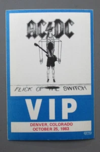 AC/DC backstage pass satin sticker Flick of the Switch Denver 10/25/83 OTTO ! - Picture 1 of 2