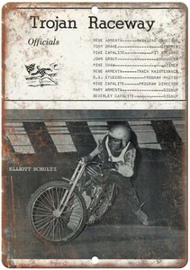 Insegna Metallo Riproduzione Moto Trojan Raceway Elliott Schultz A561 - Foto 1 di 2
