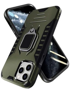 Protective iPhone 11 Pro Max Case, Ring Kickstand Design, Drop Tested Army Green - Picture 1 of 5