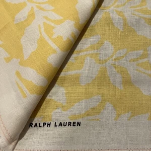 Ralph Lauren Fabric, 100% Linen, Cerio Floral Fabric, Limoncello, 1 Yard - Picture 1 of 2