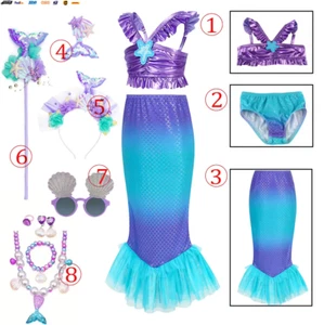 3 Pieces Mermaid Clothing Set Swimmable Bikini Top Underpants and Tail Girls Sum - Picture 1 of 12