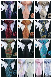 ITALIAN DESIGNER Paisley SILK TIE, POCKET SQUARE, CUFFLINK SET - Picture 1 of 49
