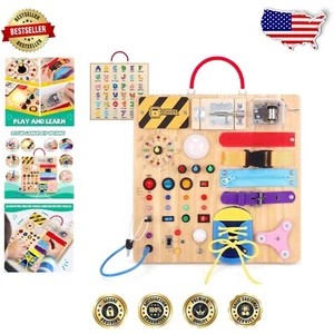 Montessori Busy Board: Interactive Wooden Sensory Toy for Toddler Learning - Picture 1 of 8