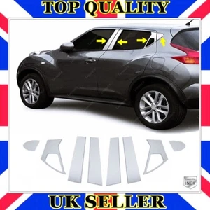Borde de pilar de puerta cromada 8 piezas acero inoxidable para Nissan Juke F15 2010 a 2019 - Imagen 1 de 8