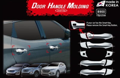 Cubierta de manija de puerta cromada plateada 10 piezas B900 para Hyundai Santa Fe 2013~2018 Foto 1 de 4