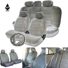 New Grey Velour Fabric Car Truck Seat Steering Covers Full Gift Set For Jeep