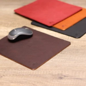 Tapis de souris PREMIUM cuir de buffle cuir véritable épais env. 3,5 mm fait main fabriqué en Allemagne - Photo 1/11