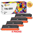 4 Pack Tn580 Black Toner Cartridge For Brother Hl-5240 5200 5250Dn Mfc-8470Dn