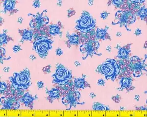 Blaue Rosensträuße auf Rosa Meterware CFLRED00560 - Bild 1 von 1