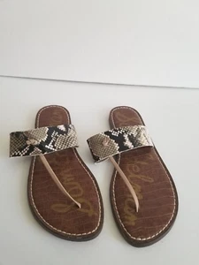 ADORABLE SAM EDELMAN LEATHER FLIP FLOPS 8.5 SNAKEPRINT LOOK - Picture 1 of 7
