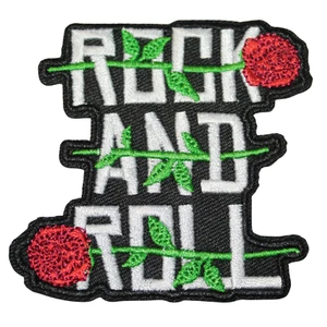 Rock and Roll Roses Flowers Clothing Iron On Patch Decal Embroidery - Picture 1 of 2