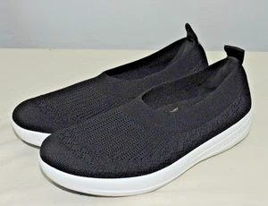 FitFlop Women's Ballerina UBERKNIT Slip-On Sneakers All Black Shoes 8 US - Picture 1 of 12