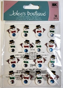 Snowman Repeats Christmas Hats Bowties Rhinestones & Glitter Jolee's 3D Stickers - Picture 1 of 2