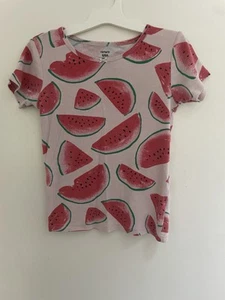 Carters Kid Girl Allover Watermelon Print 100% Cotton Short Sleeve PJ Top Pink 8 - Picture 1 of 5