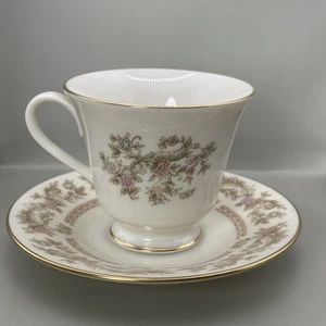 Vintage Lenox Tea Cup And Saucer Helmsley Pattern Ivory Floral Made In USA - Picture 1 of 5
