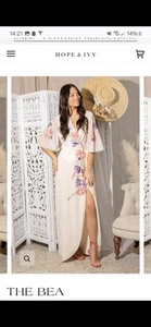 Hope & Ivy The Bea Bridal Wrap Dress UK 14 Ivory Wedding Cruise - Picture 1 of 8