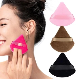 Triangle Loose Velvet Powder Puff Soft Reusable Sponges Face Makeup Blender - Picture 1 of 20