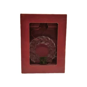 Clear Glass Wreath Christmas Ornament Festive Poinsettia Made in Japan Holiday - Picture 1 of 4