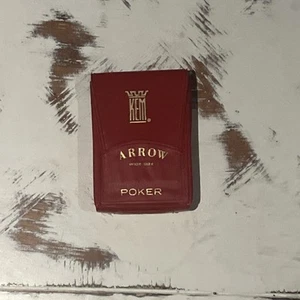 Retro VTG Kem Plastic Playing Cards Arrow Wide Size Poker Red Vinyl Case No Jkr - Picture 1 of 3