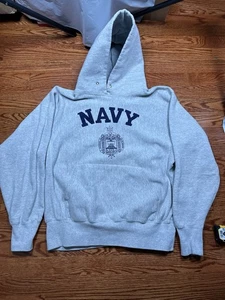 Vintage Cotton Exchange Navy Hoodie Gray Size Small Naval Acadamy Sweatshirt - Picture 1 of 5