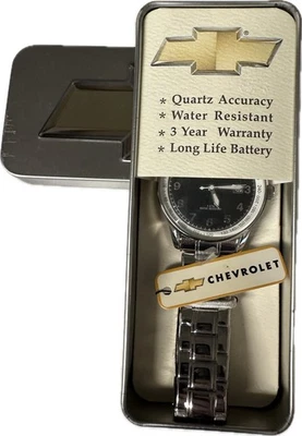 Reloj Chevrolet Acero Inoxidable Vintage Nuevo de Lote Antiguo Caja Original Nunca Usado Foto 1 de 3