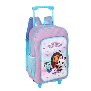 Girls Gabbys Dollhouse Trolley Case Foldable Deluxe Wheeled Backpack Bag - Picture 1 of 8